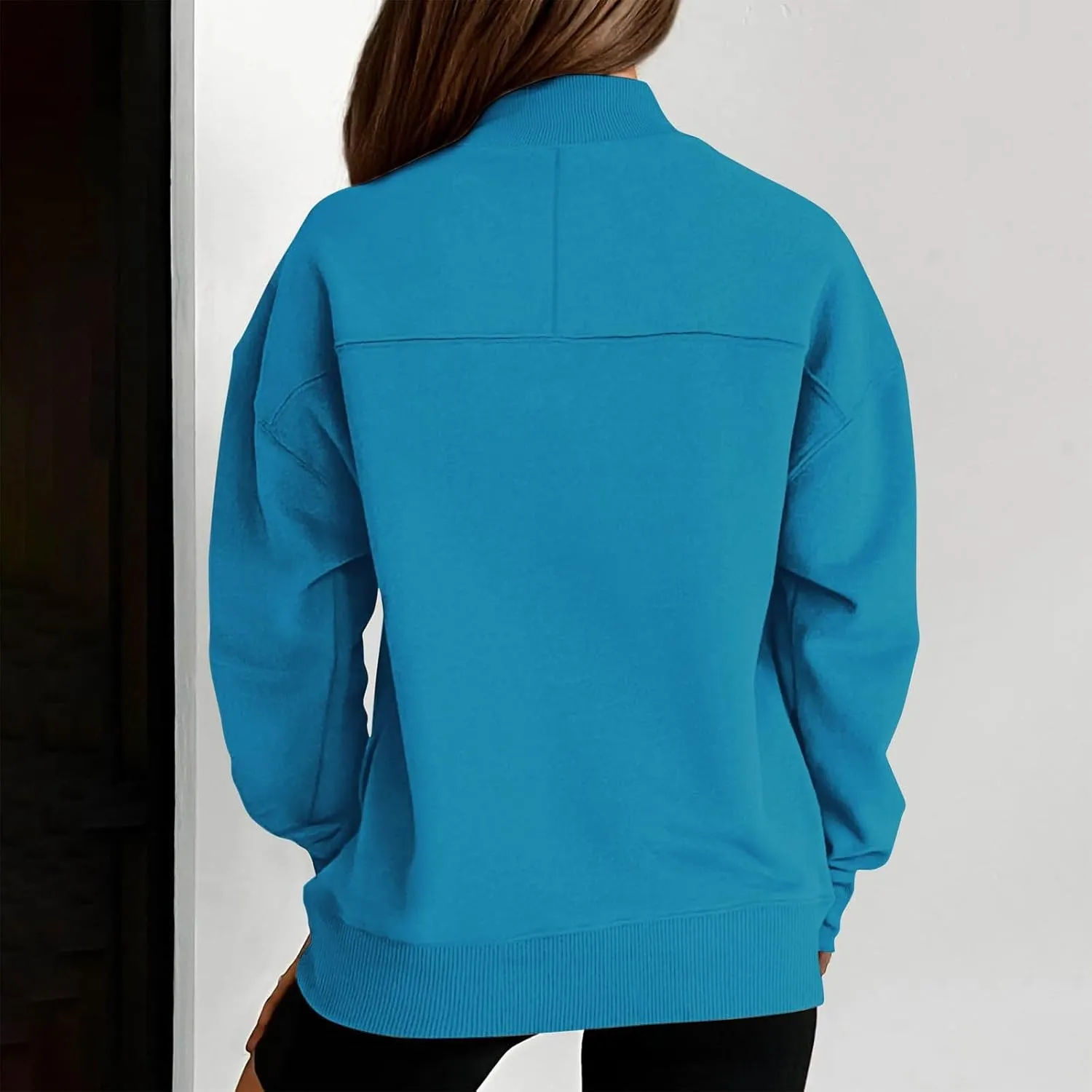 Womens Tops Casual Long Sleeve Sweatshirt Turtleneck Lightweight Coats Daily Fashion Fall Pullover Top with Pockets