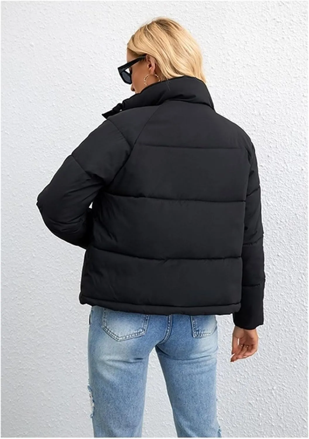 Women's Winter Thicken Short Cotton-Padded Jacket Solid Color Loose Size Hooded Zipped Down Coat