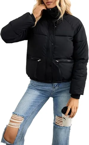 Women's Winter Thicken Short Cotton-Padded Jacket Solid Color Loose Size Hooded Zipped Down Coat