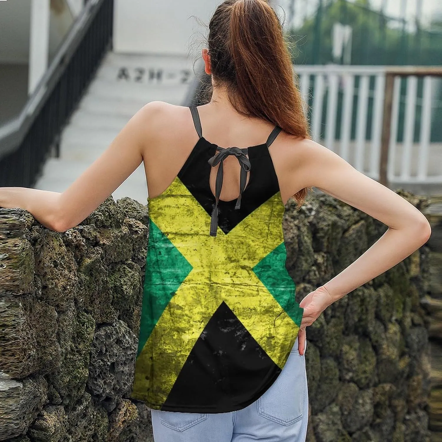 Workout Tops for Women British Flag Racerback Basic Tank Summer Lace-up Unique Camisole Round Neck