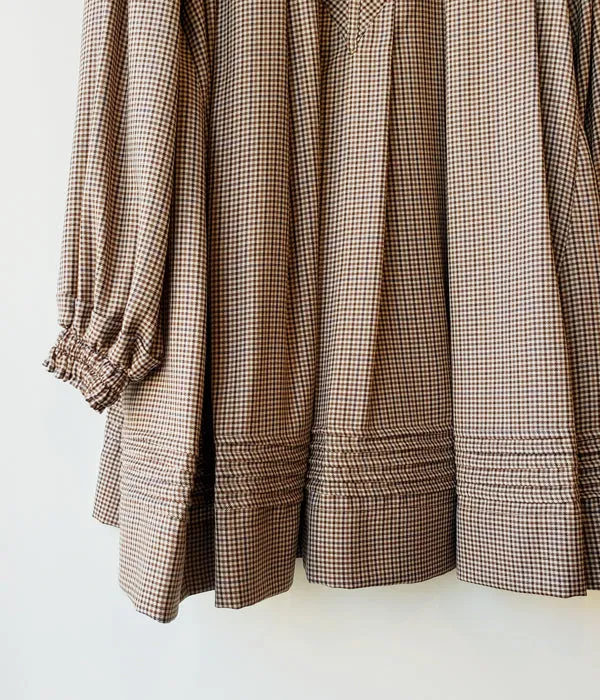 WRYHT/PLEATED NIGHT TOPS(MOCHA PLAID/size1)