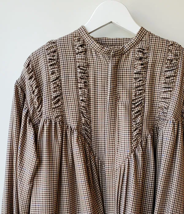 WRYHT/PLEATED NIGHT TOPS(MOCHA PLAID/size1)