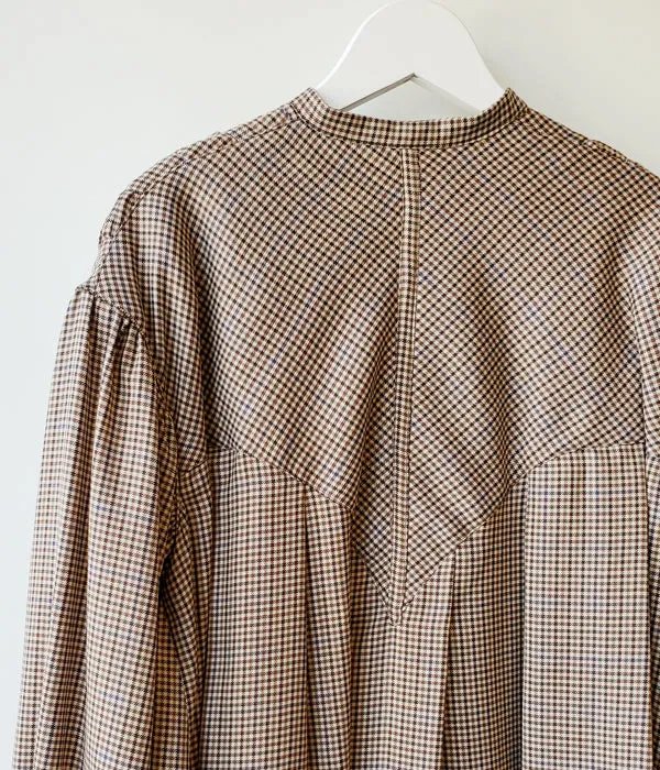 WRYHT/PLEATED NIGHT TOPS(MOCHA PLAID/size1)