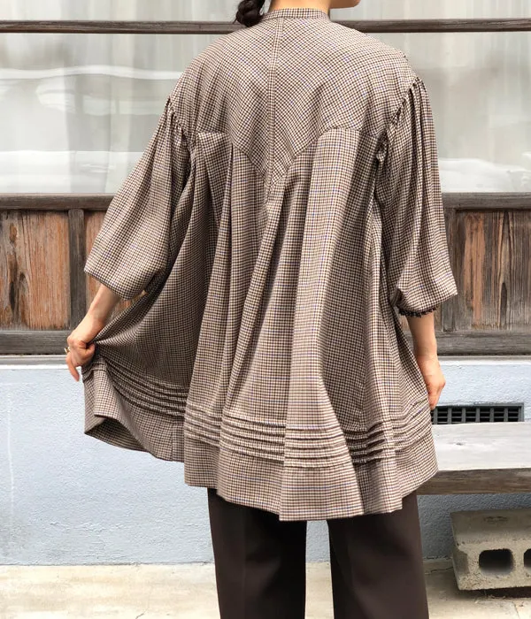 WRYHT/PLEATED NIGHT TOPS(MOCHA PLAID/size1)