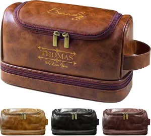 YESCUSTOM Custom Toiletry Bag for Men, Personalized Leather Toiletry Travel Bag, Customized Men Shaving Bag, Gifts for Groomsmen, Boyfriend, Husban, Dad, Birthday, Father's Day, Wedding, Anniversary