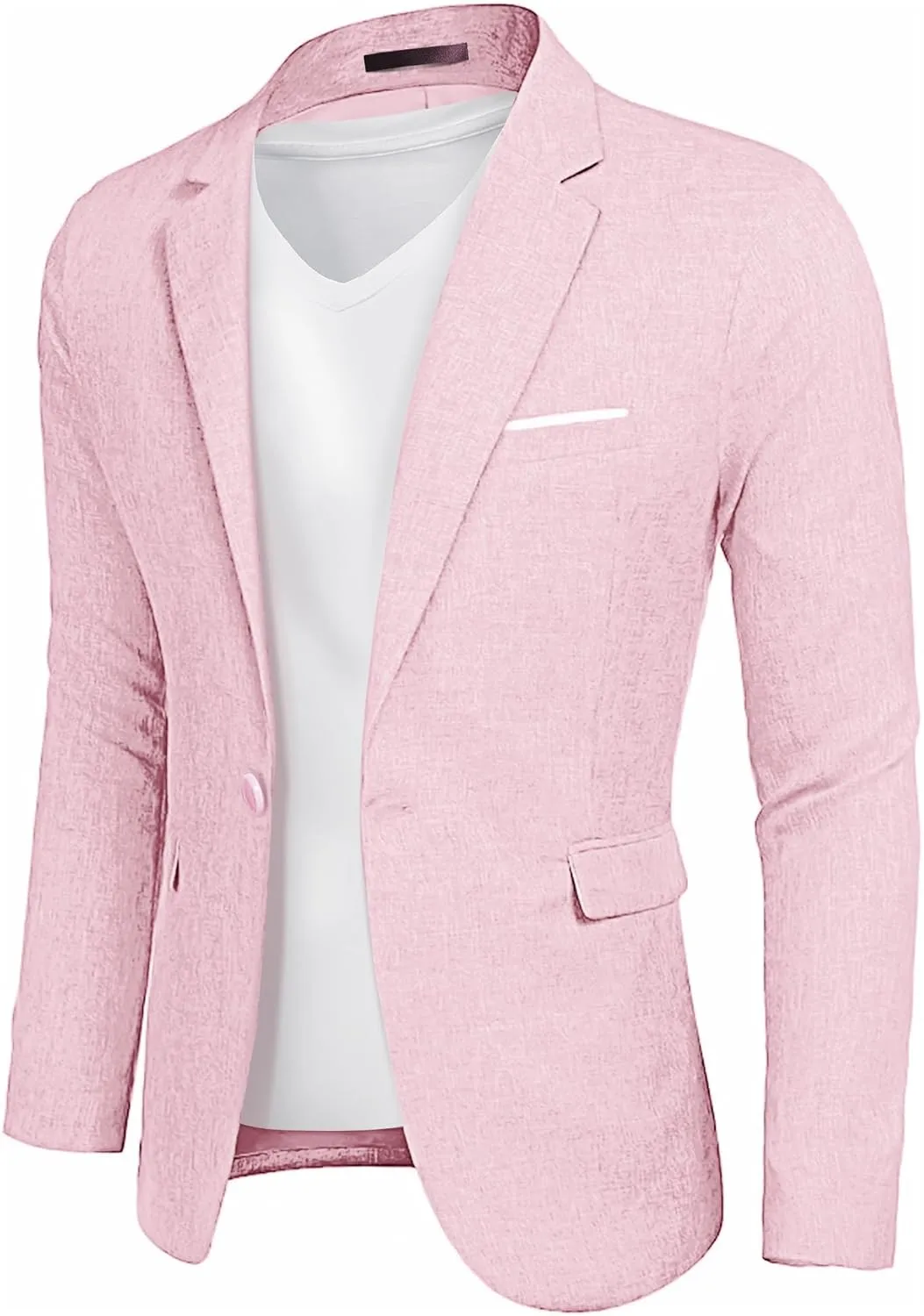 YND Men's Casual One Button Linen Suit Jacket, Slim Fit Sport Coat Lightweight Business Blazer