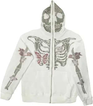 Yuemengxuan Women Y2k Goth Zip Up Hoodie Long Sleeve Harajuku Sweatshirt Aesthetic Casual Oversized Hooded Top Streetwear