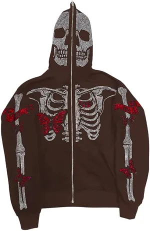 Yuemengxuan Women Y2k Goth Zip Up Hoodie Long Sleeve Harajuku Sweatshirt Aesthetic Casual Oversized Hooded Top Streetwear