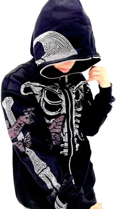 Yuemengxuan Women Y2k Goth Zip Up Hoodie Long Sleeve Harajuku Sweatshirt Aesthetic Casual Oversized Hooded Top Streetwear