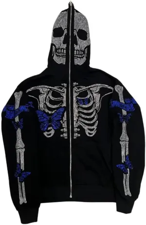 Yuemengxuan Women Y2k Goth Zip Up Hoodie Long Sleeve Harajuku Sweatshirt Aesthetic Casual Oversized Hooded Top Streetwear
