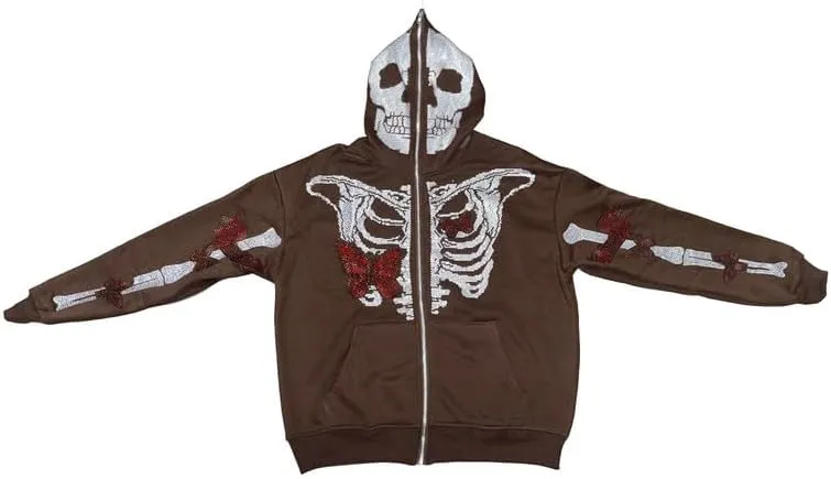 Yuemengxuan Women Y2k Goth Zip Up Hoodie Long Sleeve Harajuku Sweatshirt Aesthetic Casual Oversized Hooded Top Streetwear