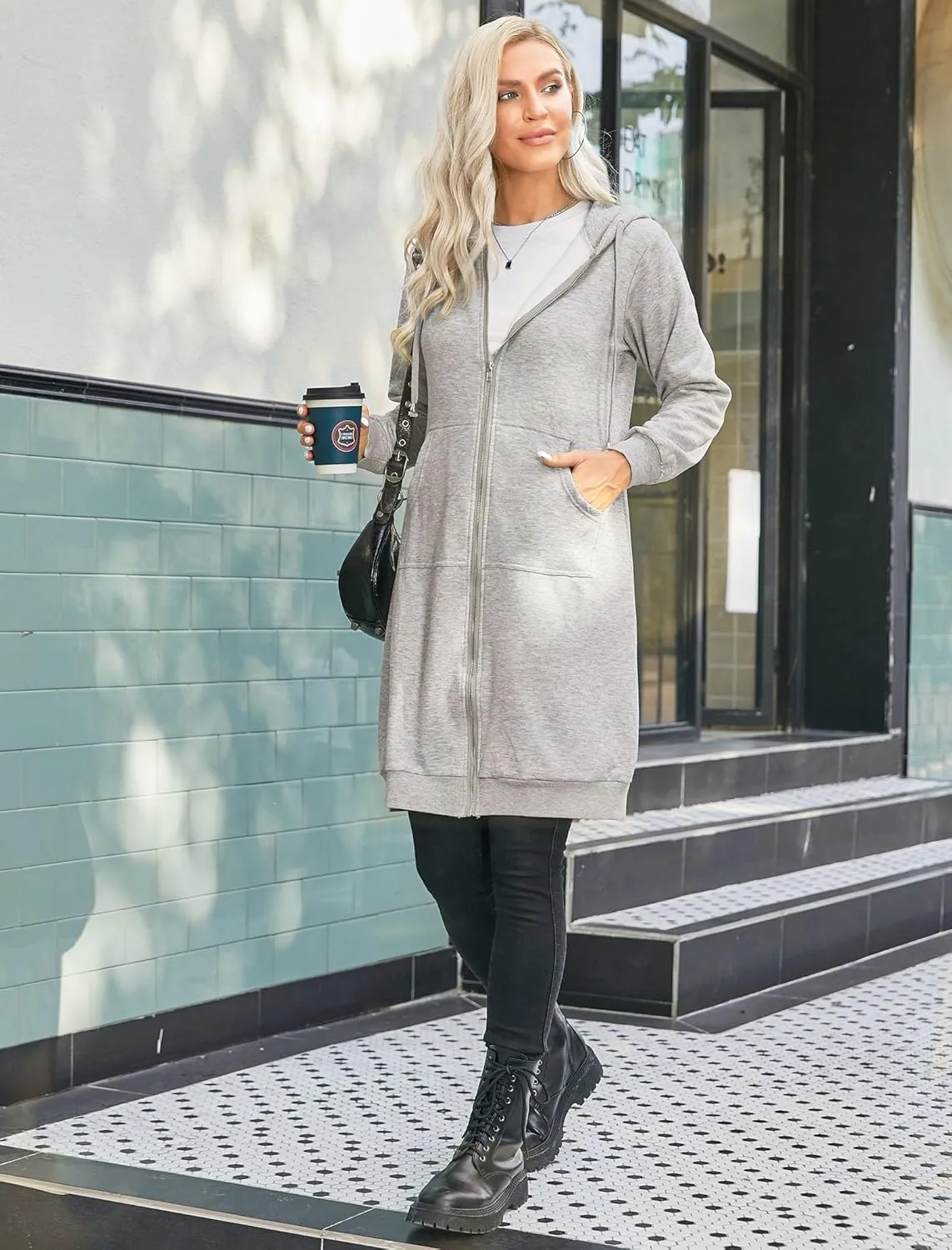 Zeagoo Women's Zip Up Hoodies Oversized Fleece Long Tunic Sweatshirts Casual Long Sleeve 2025 Fall Hoodie Jacket Coat