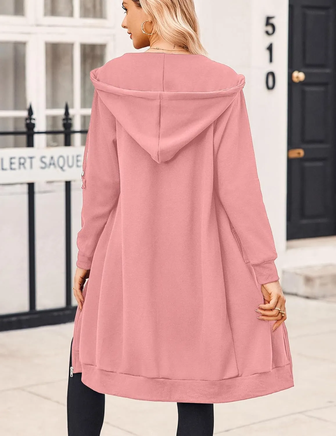 Zeagoo Women's Zip Up Hoodies Oversized Fleece Long Tunic Sweatshirts Casual Long Sleeve 2025 Fall Hoodie Jacket Coat